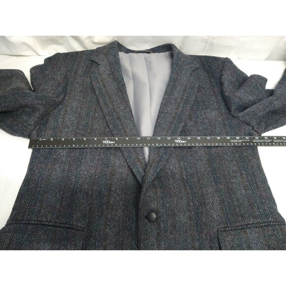 VTG Haggar Blazer 46L Wool Herringbone Tweed Elbow Patch Sport Coat Made in USA - Picture 7 of 16
